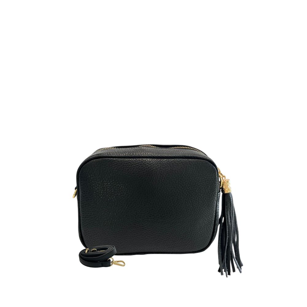 Baldinini Trend Black Cowhide Leather Women Crossbody