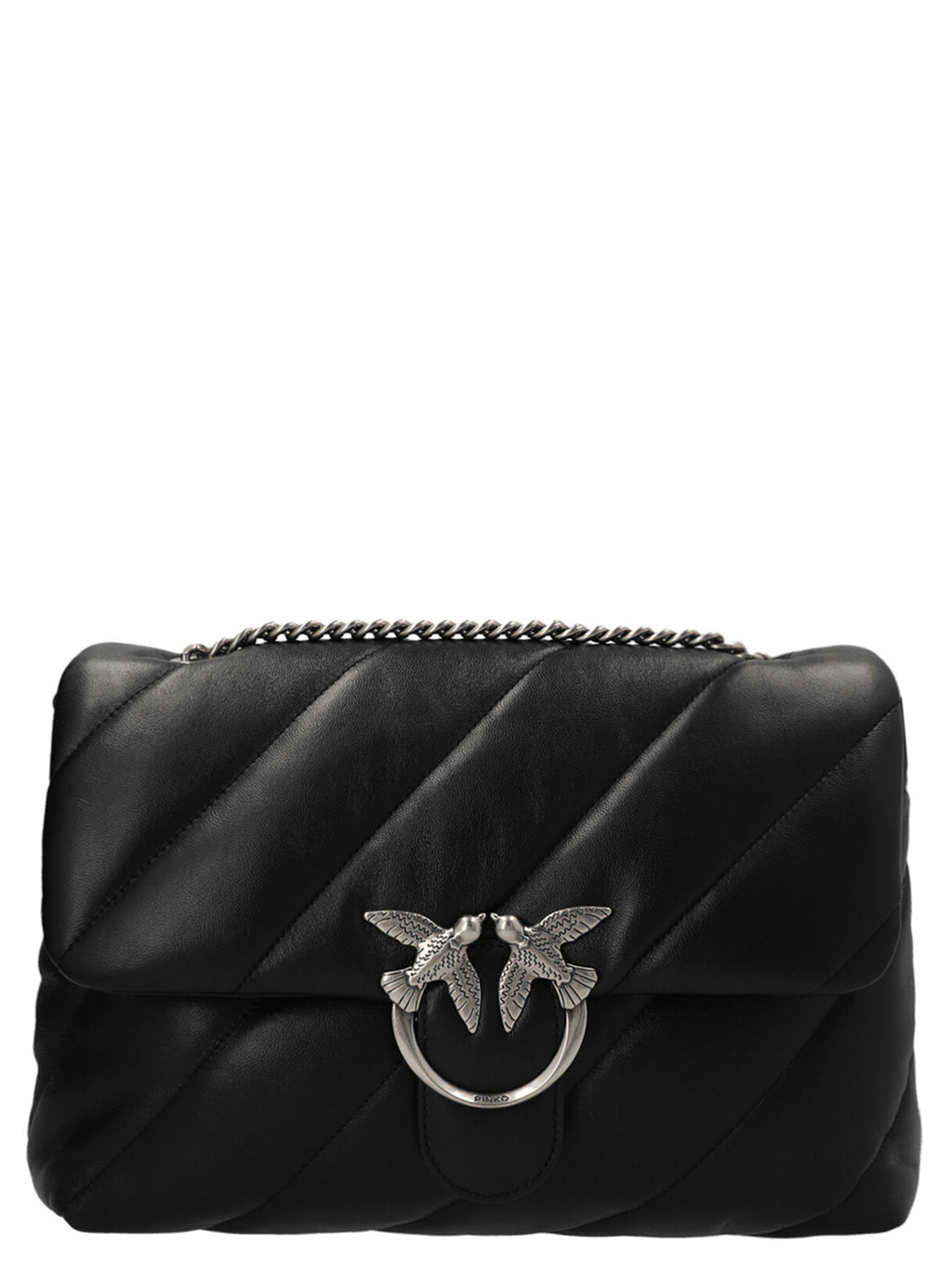PINKO Black Lamb Leather Crossbody Bag