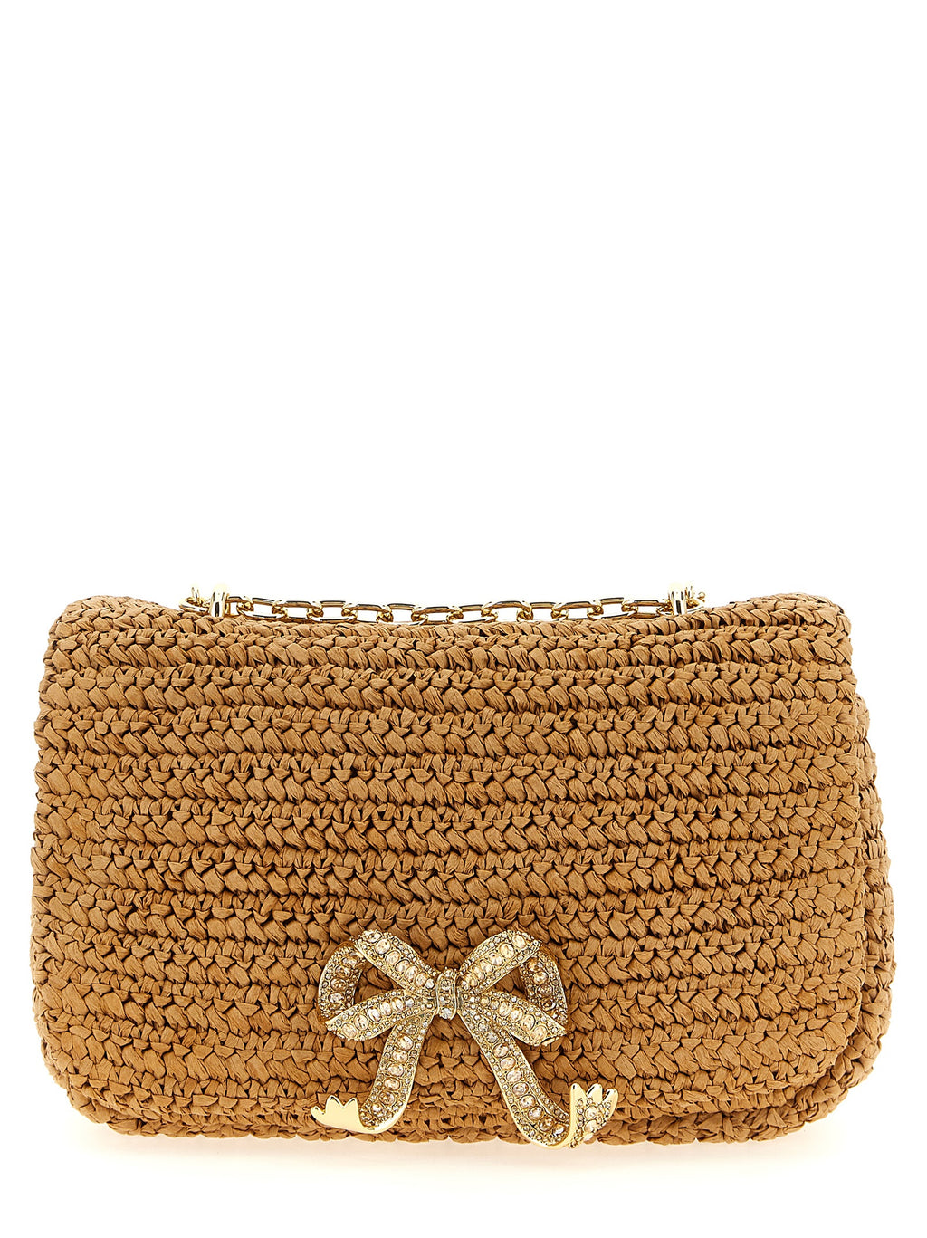 Self-Portrait Beige Raffia Shoulder Bag