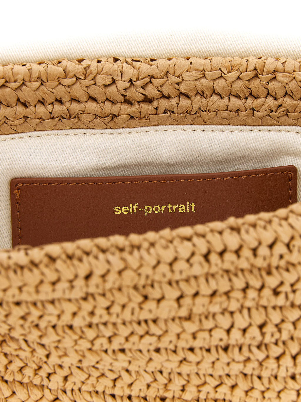Self-Portrait Beige Raffia Shoulder Bag