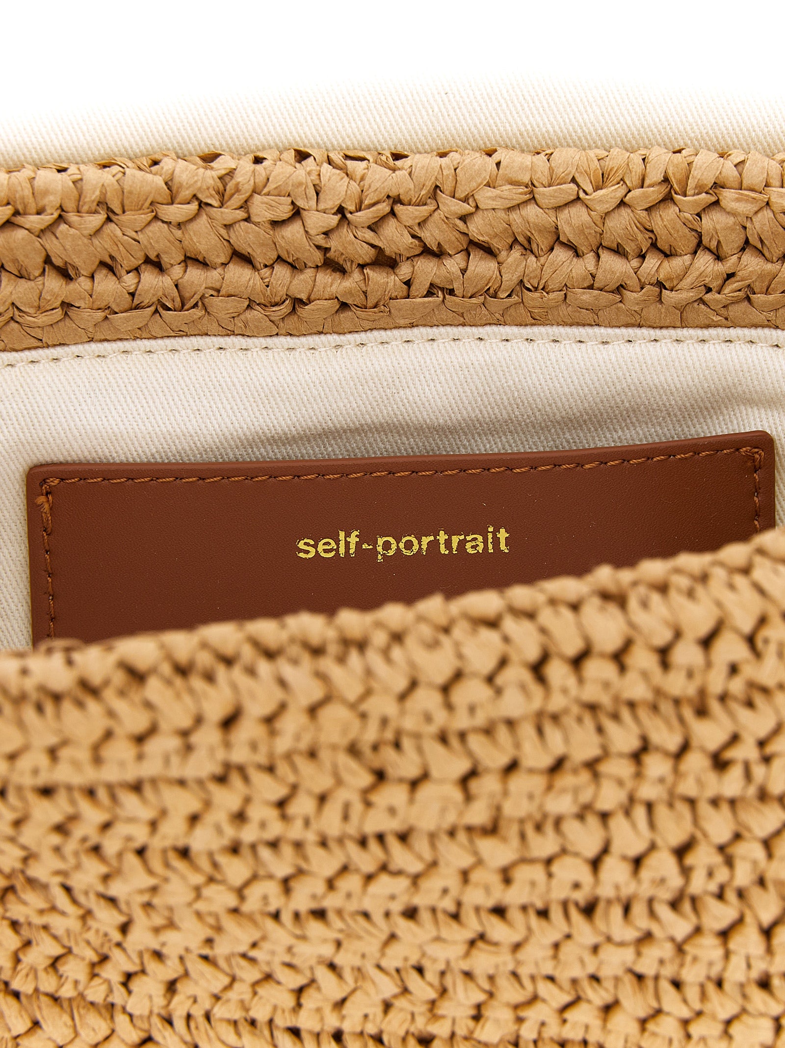 Self-Portrait Beige Raffia Shoulder Bag