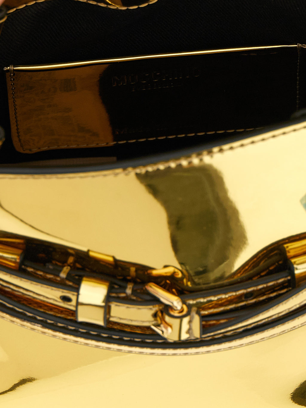 Moschino Gold Polyethylene Handbag