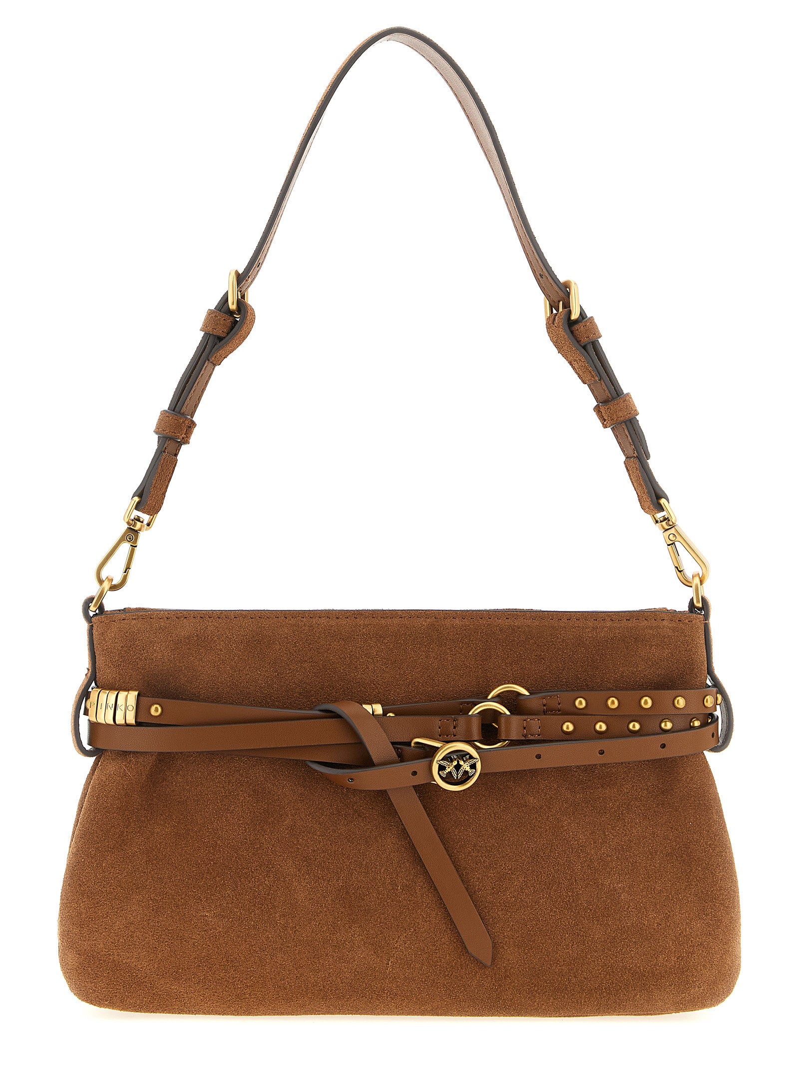 PINKO Brown Lamb Leather Shoulder Bag