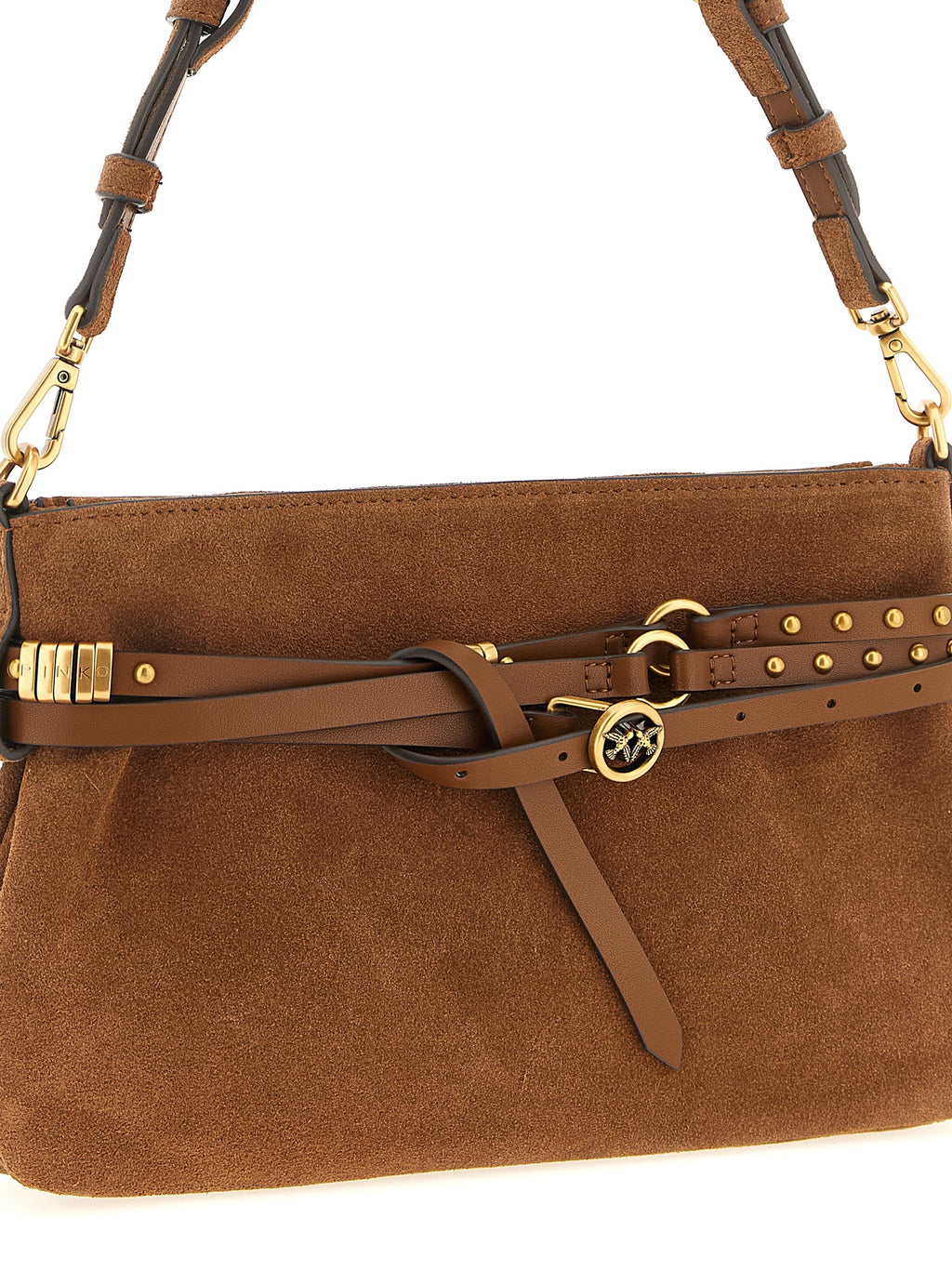 PINKO Brown Lamb Leather Shoulder Bag