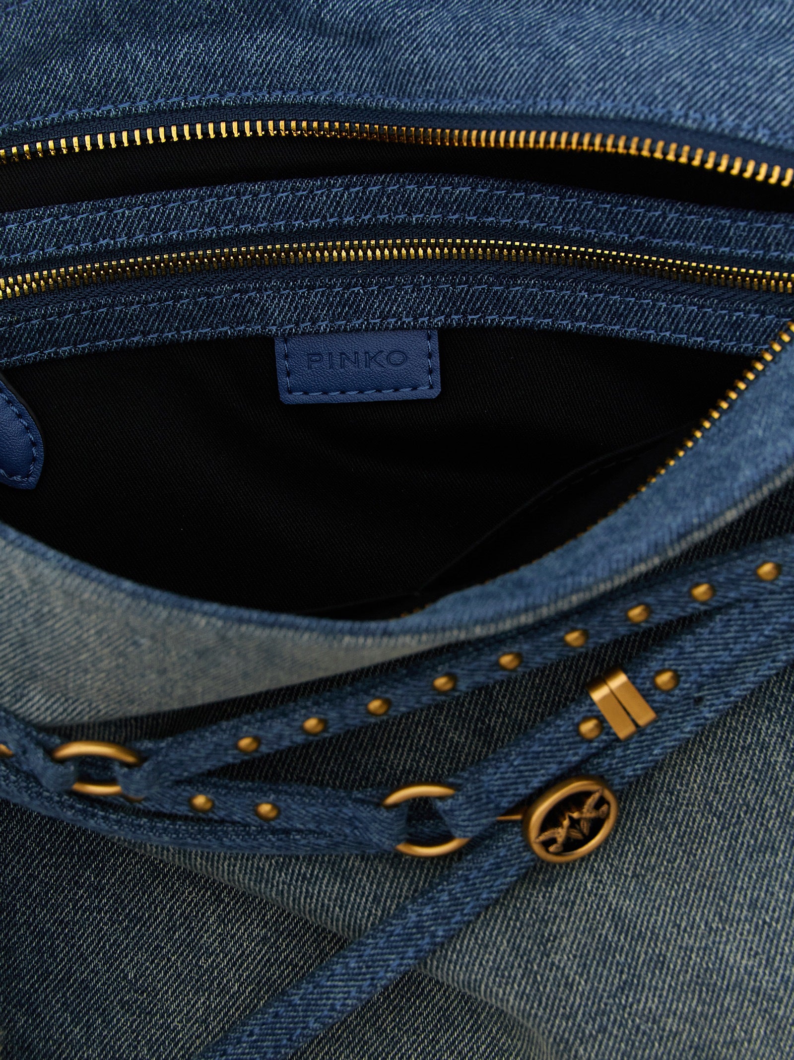 PINKO Blue Cotton Shoulder Bag