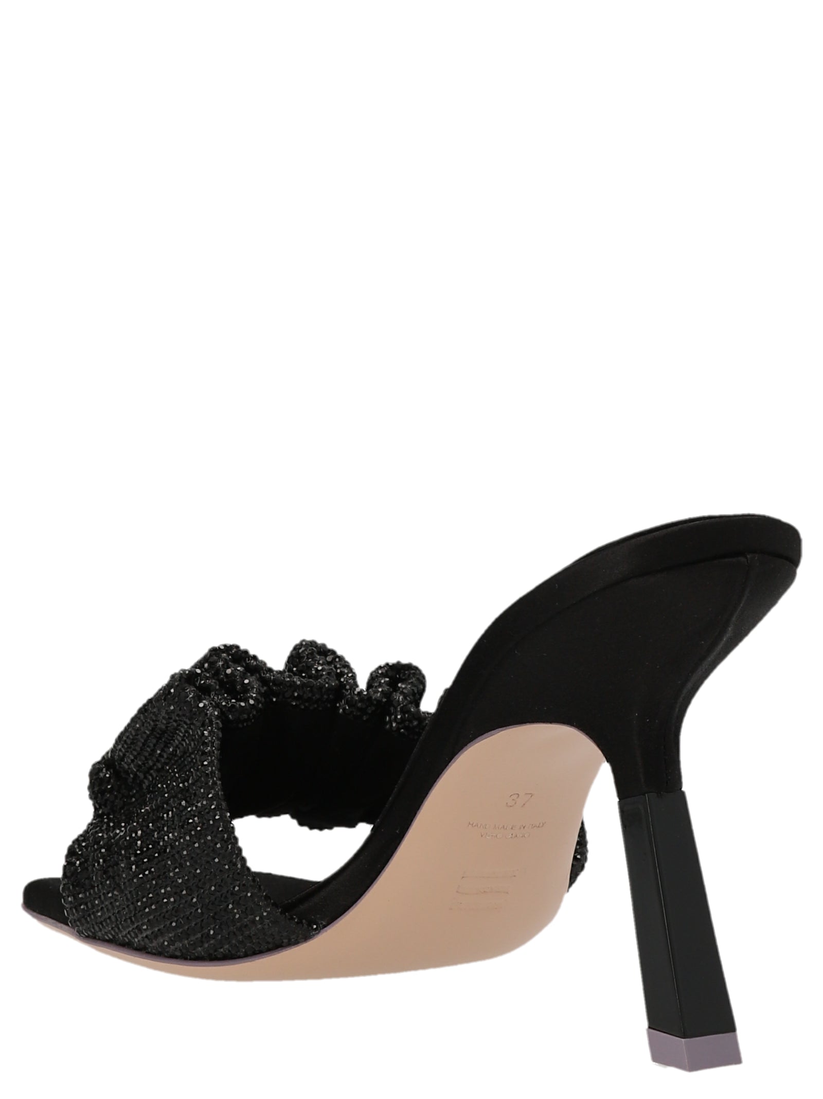 SEBASTIAN Black Goatskin Stiletto Heel Sandals