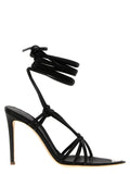 NICOLO' BERETTA Black Lamb Leather Stiletto Heel Sandals