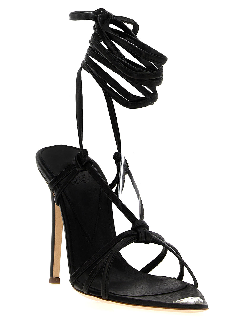 NICOLO' BERETTA Black Lamb Leather Stiletto Heel Sandals
