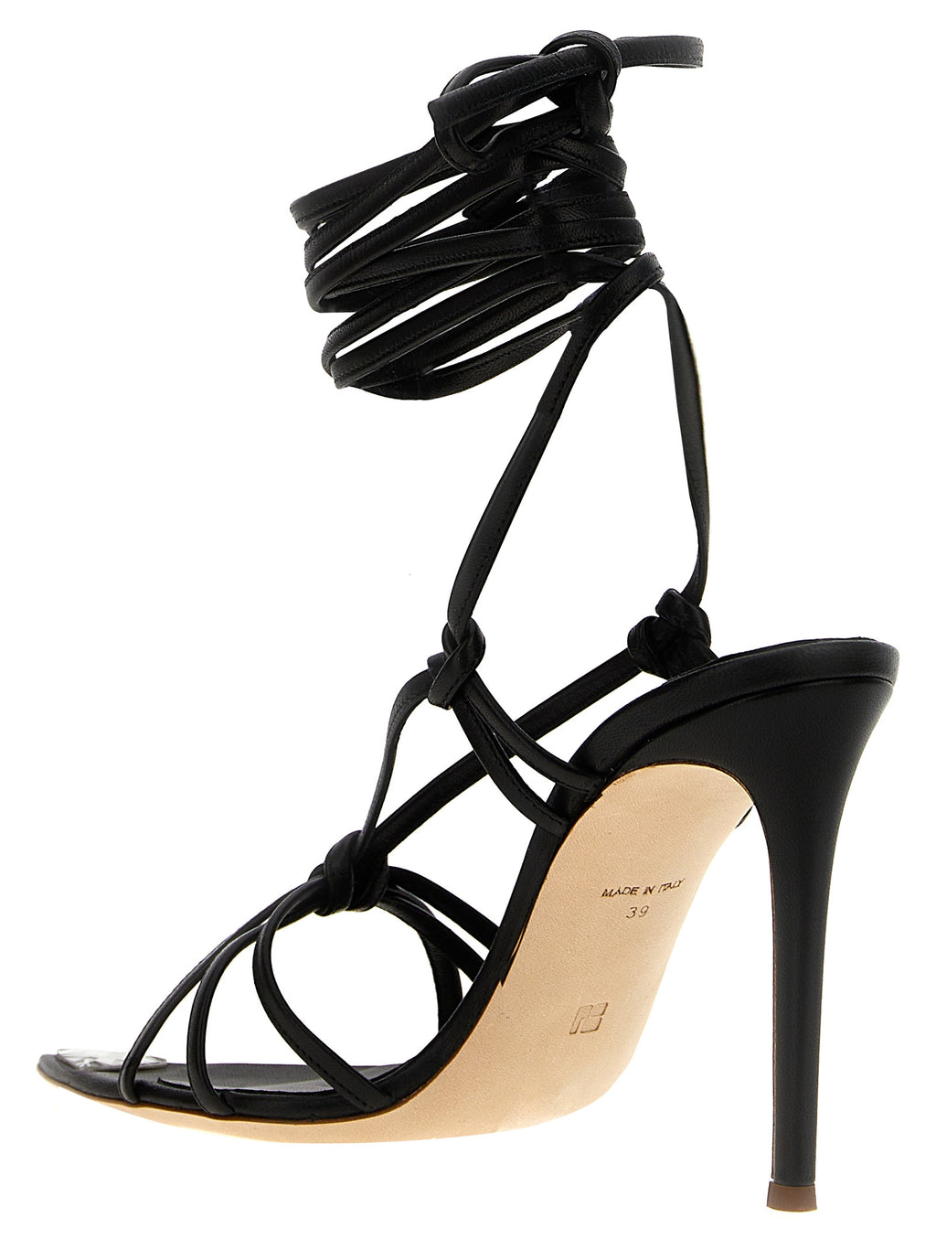 NICOLO' BERETTA Black Lamb Leather Stiletto Heel Sandals