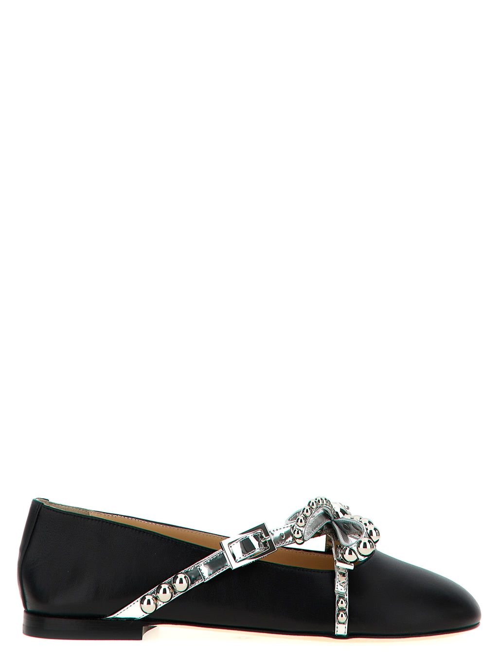 MACH & MACH Black Leather Ballet Flats