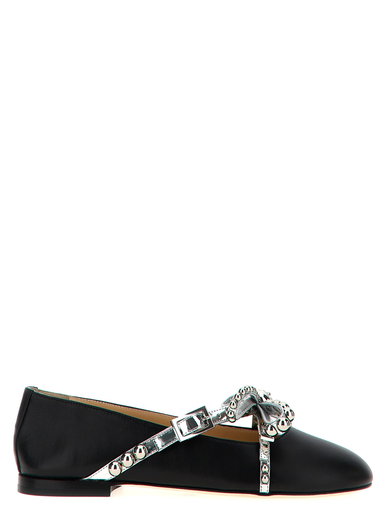 MACH & MACH Black Leather Ballet Flats