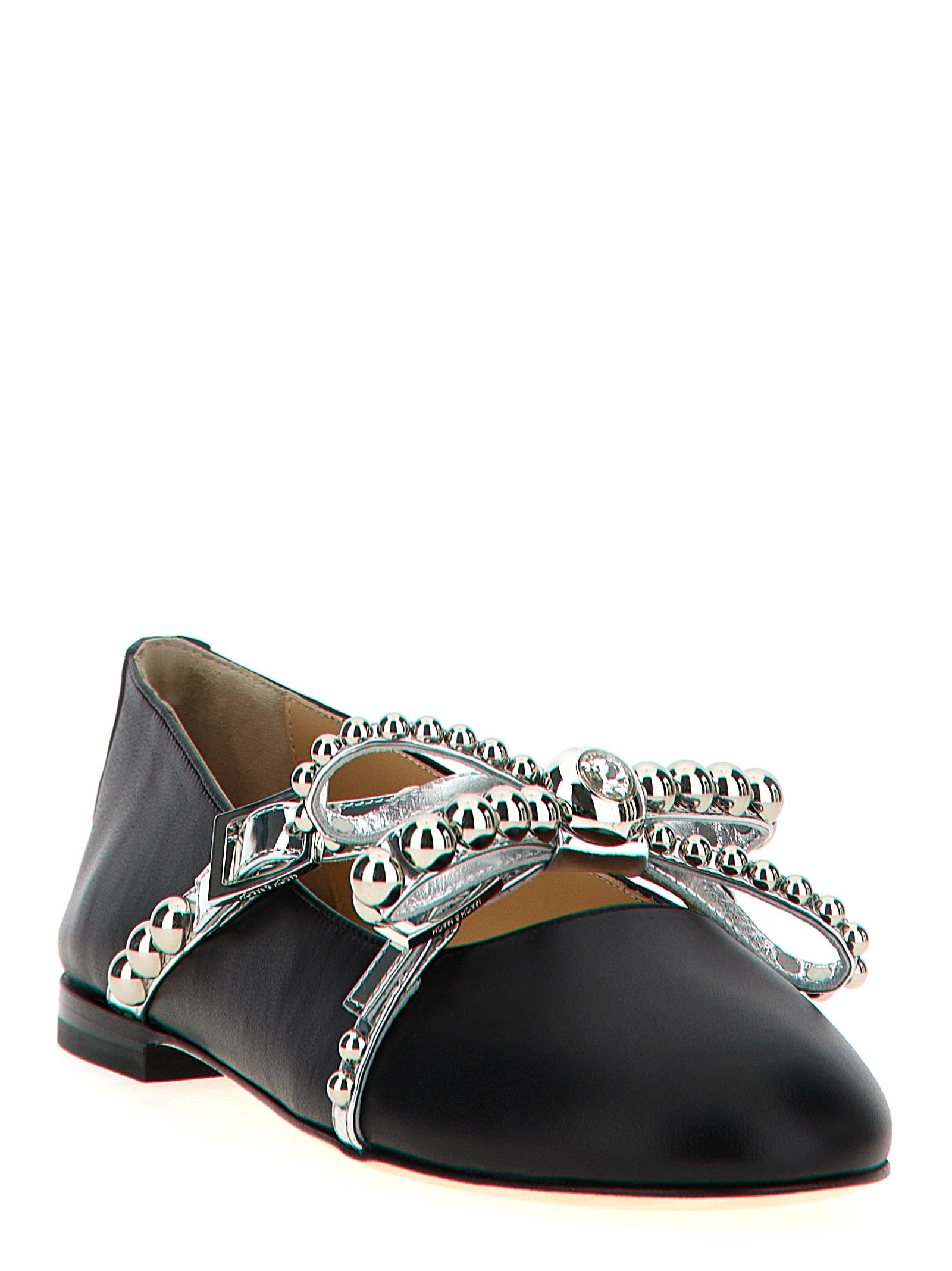MACH & MACH Black Leather Ballet Flats