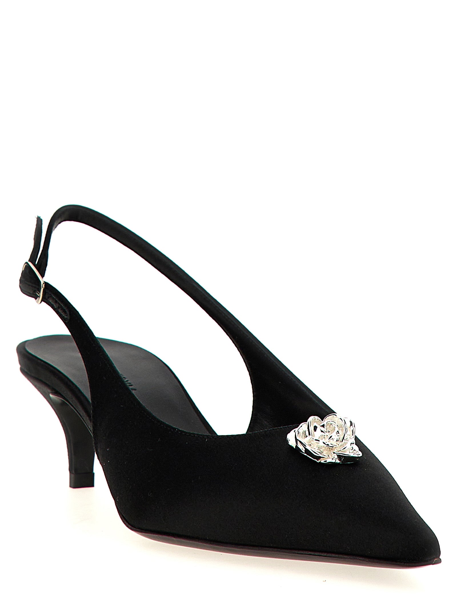 Magda Butrym Black Silk Mid Heel Pumps