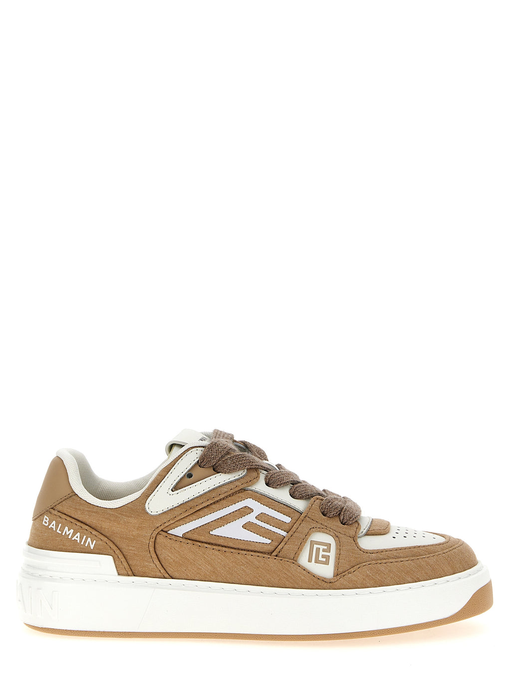 Balmain Beige Polyester Low Top Sneakers