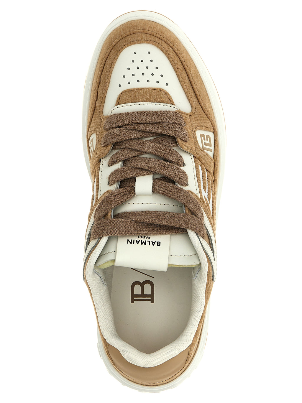 Balmain Beige Polyester Low Top Sneakers