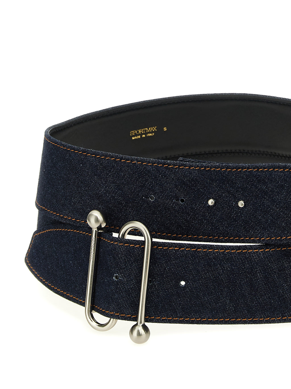 Sportmax Blue Cotton High-Waist Belt
