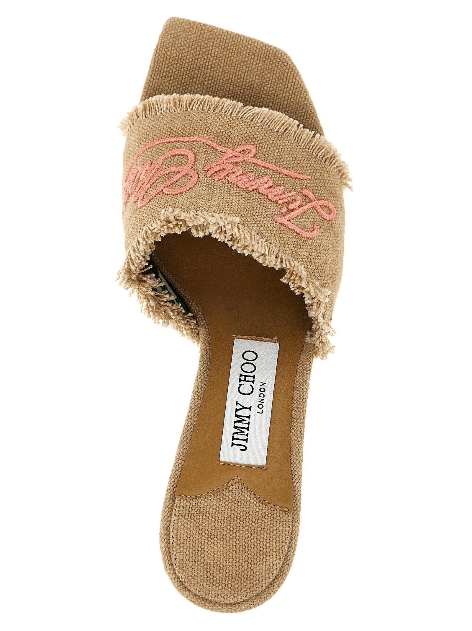 Jimmy Choo Beige Textile Platform Sandals