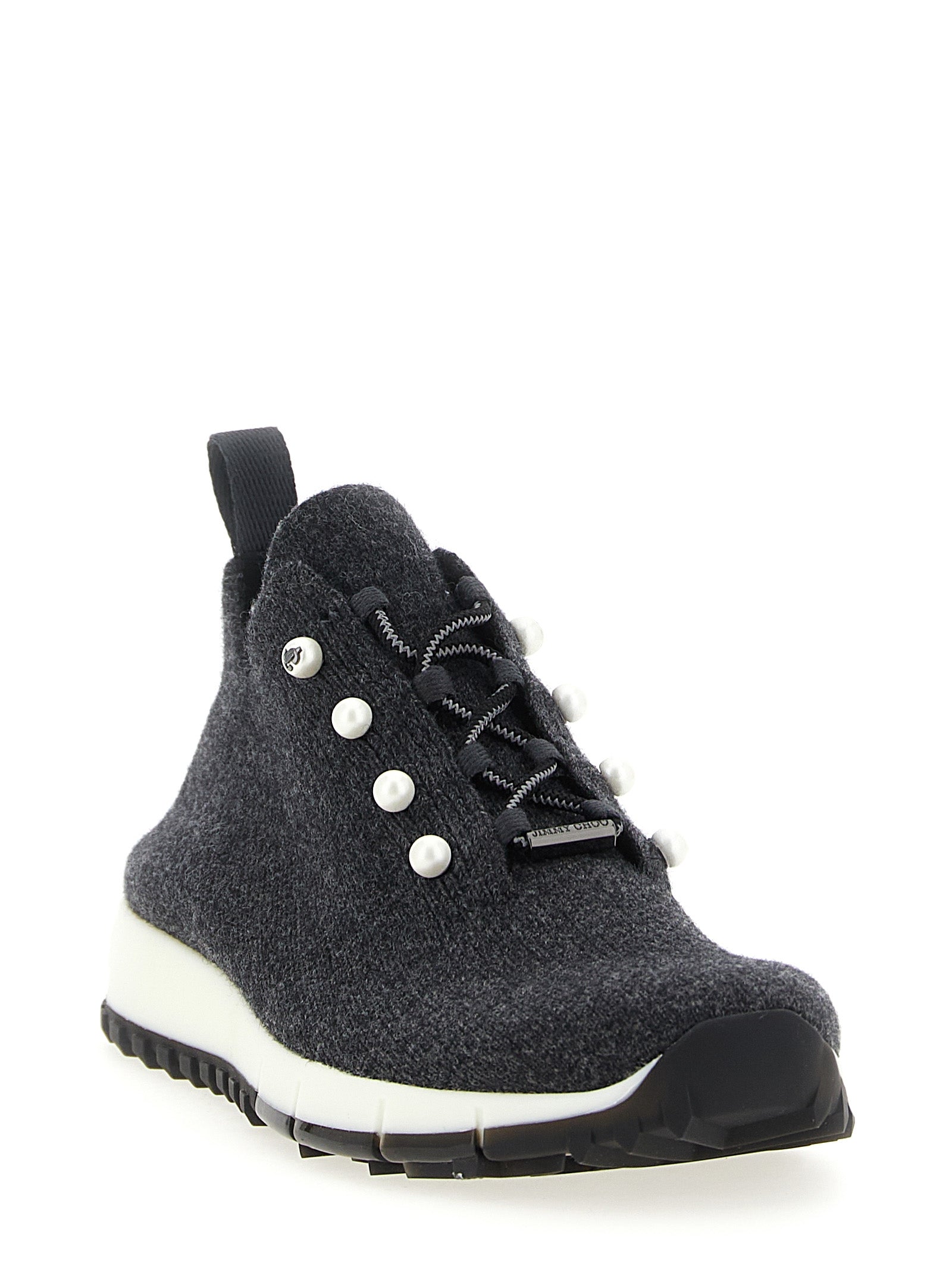 Jimmy Choo Black Tencel Low Top Sneakers