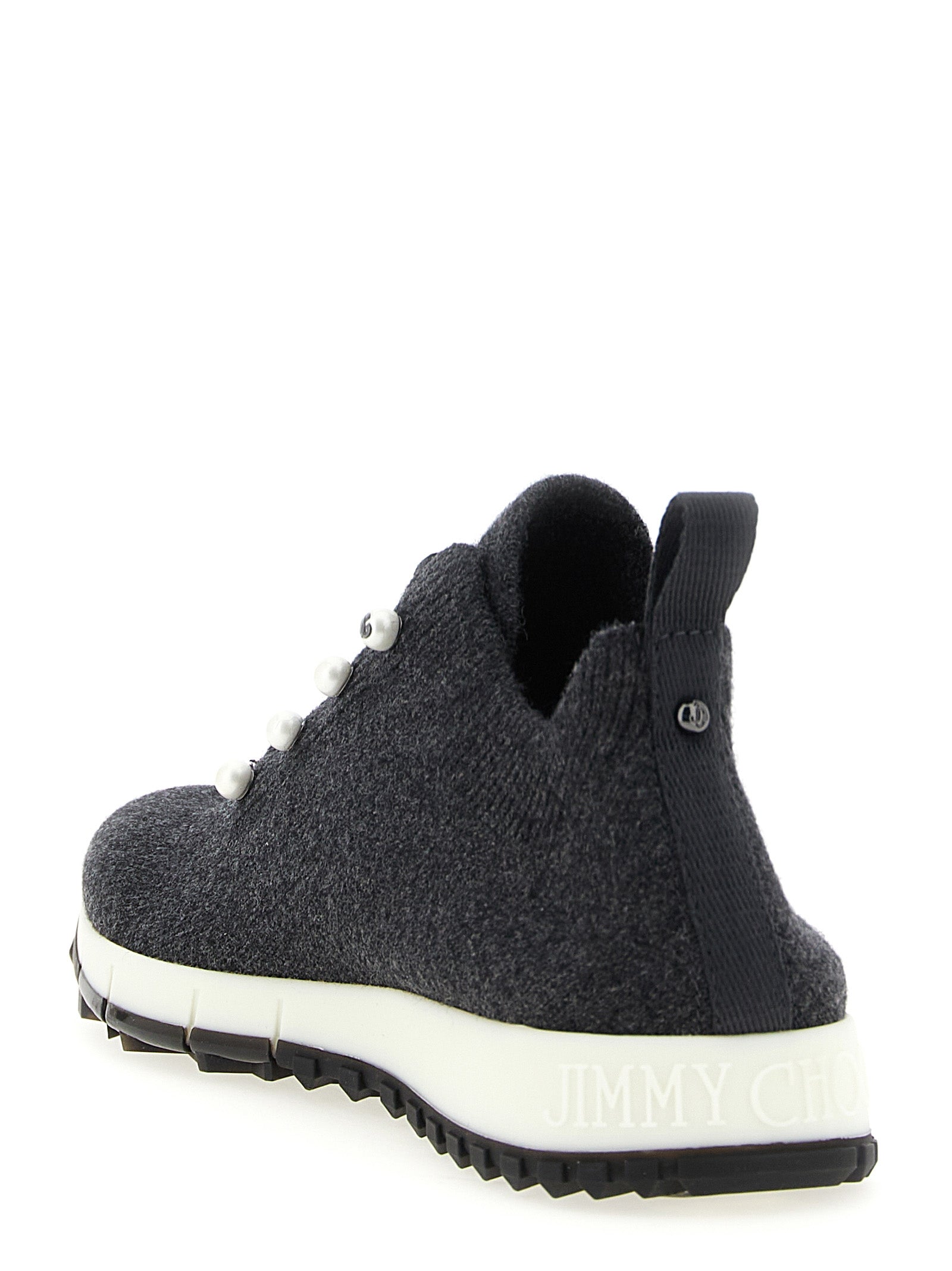 Jimmy Choo Black Tencel Low Top Sneakers
