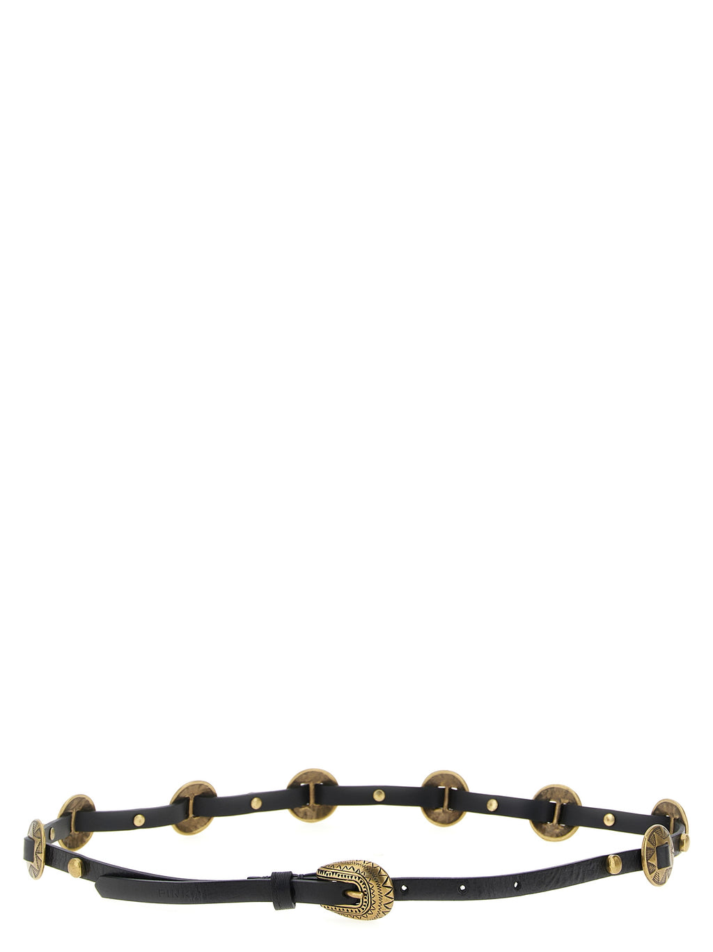 PINKO Black Calfskin Thin Belt