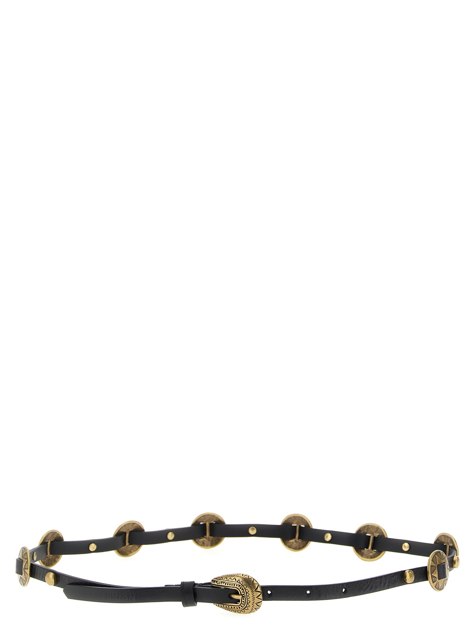 PINKO Black Calfskin Thin Belt