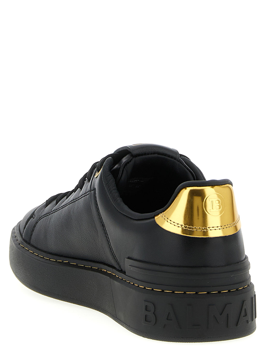 Balmain Black Lamb Leather Low Top Sneakers