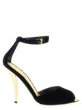 Paris Texas Black Viscose Stiletto Heel Sandals
