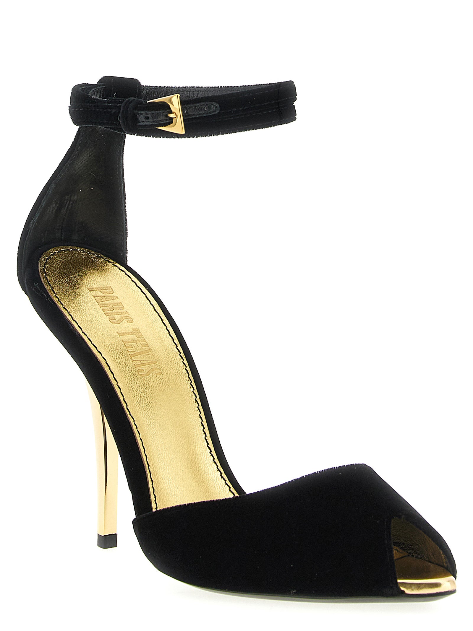 Paris Texas Black Viscose Stiletto Heel Sandals
