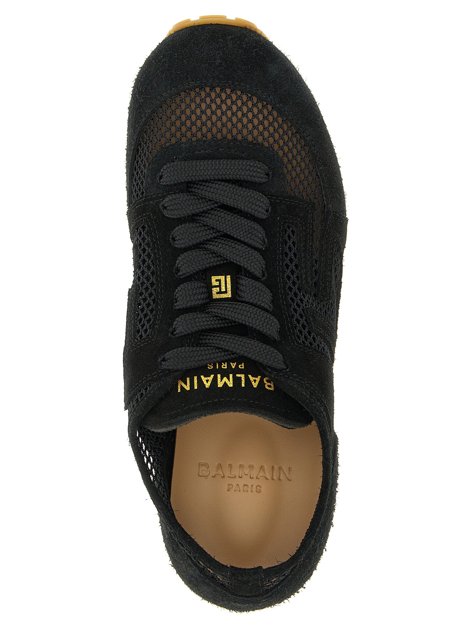 Balmain Black Calfskin Athletic Sneakers
