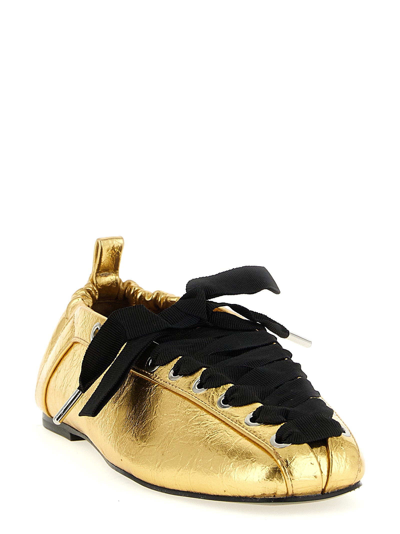 Ganni Gold Polyethylene Ballet Flats