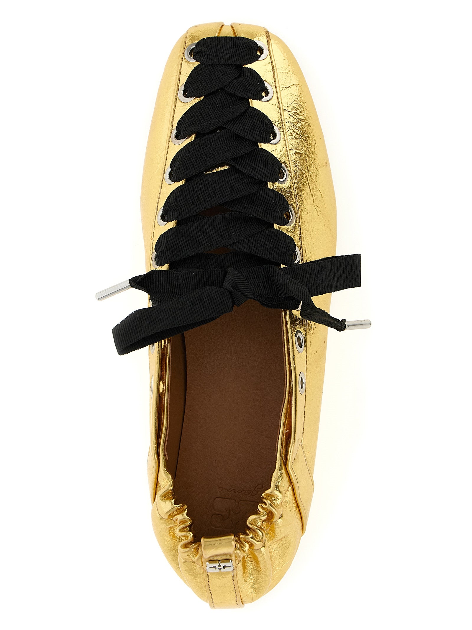 Ganni Gold Polyethylene Ballet Flats