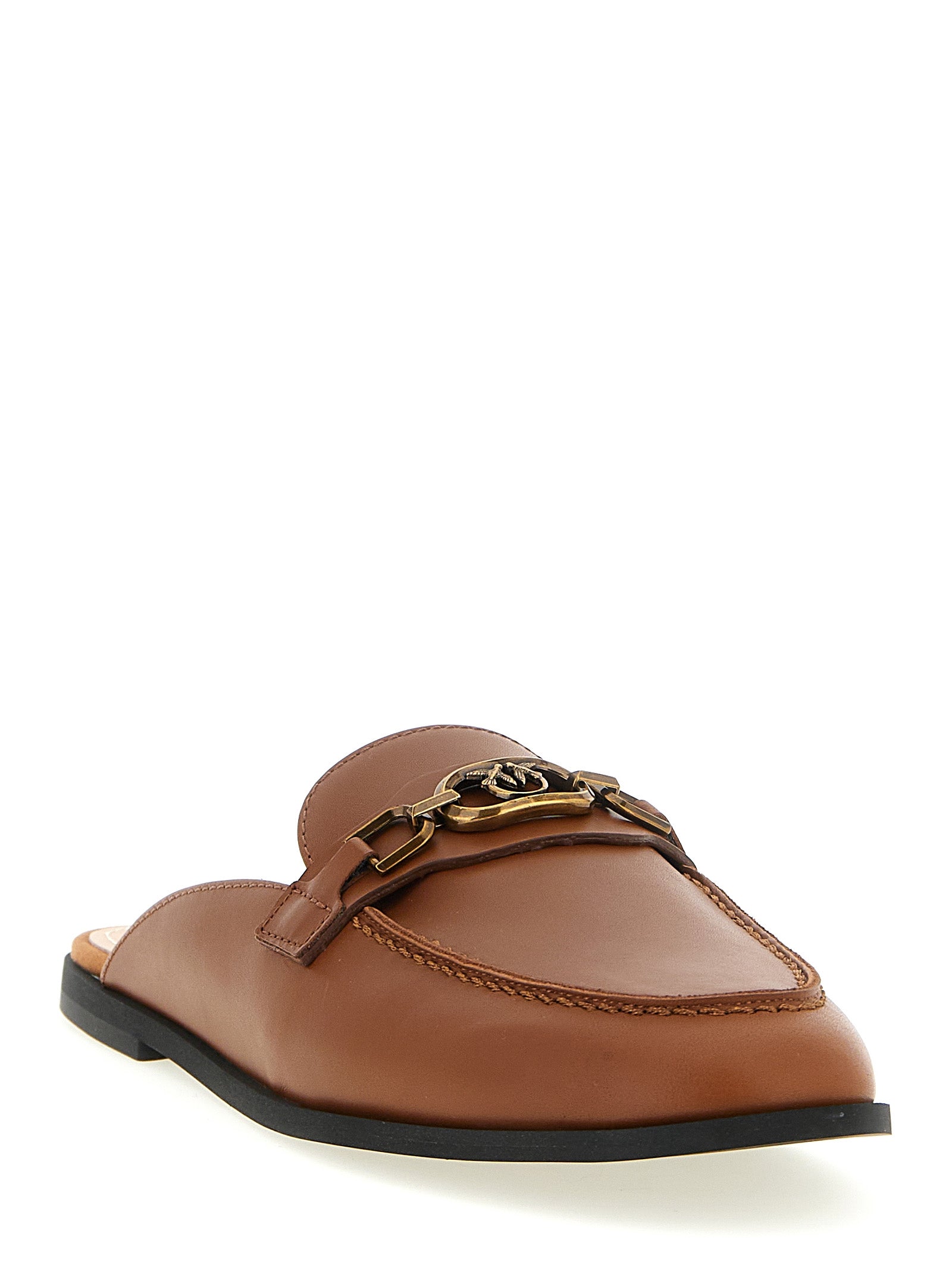 PINKO Brown Calfskin Flats