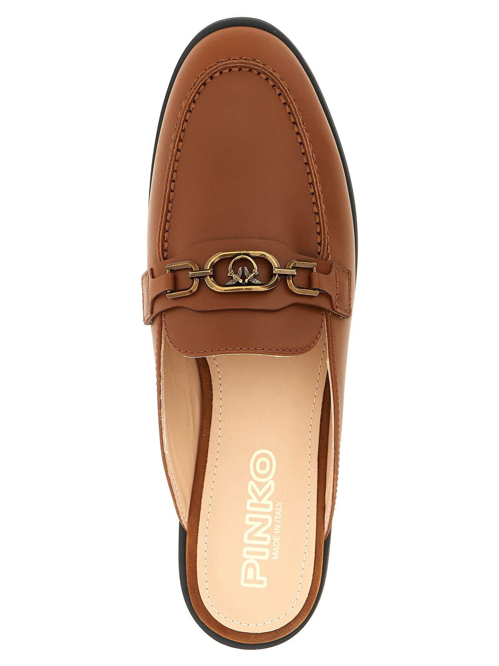 PINKO Brown Calfskin Flats