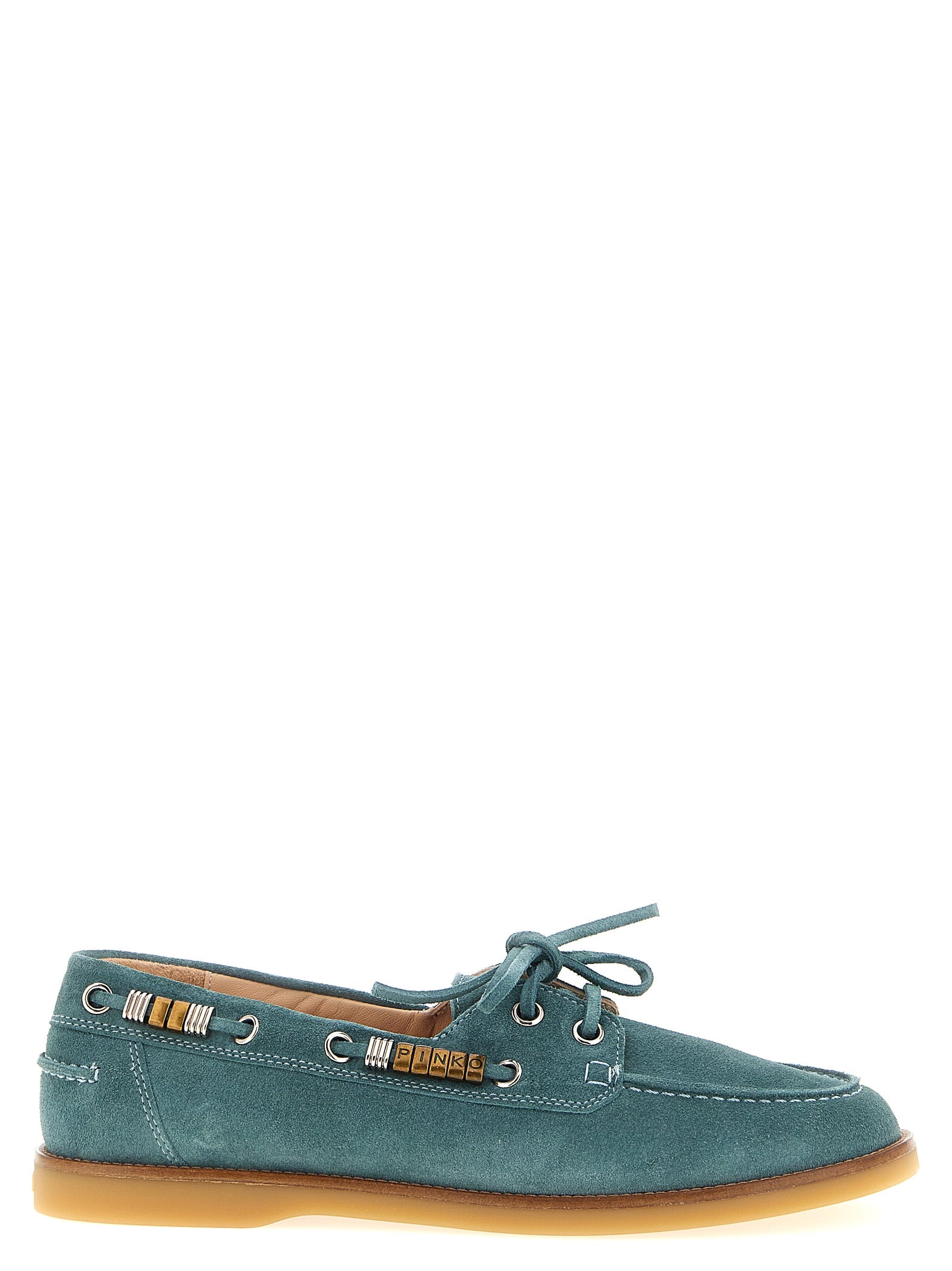PINKO Blue Calfskin Moccassin