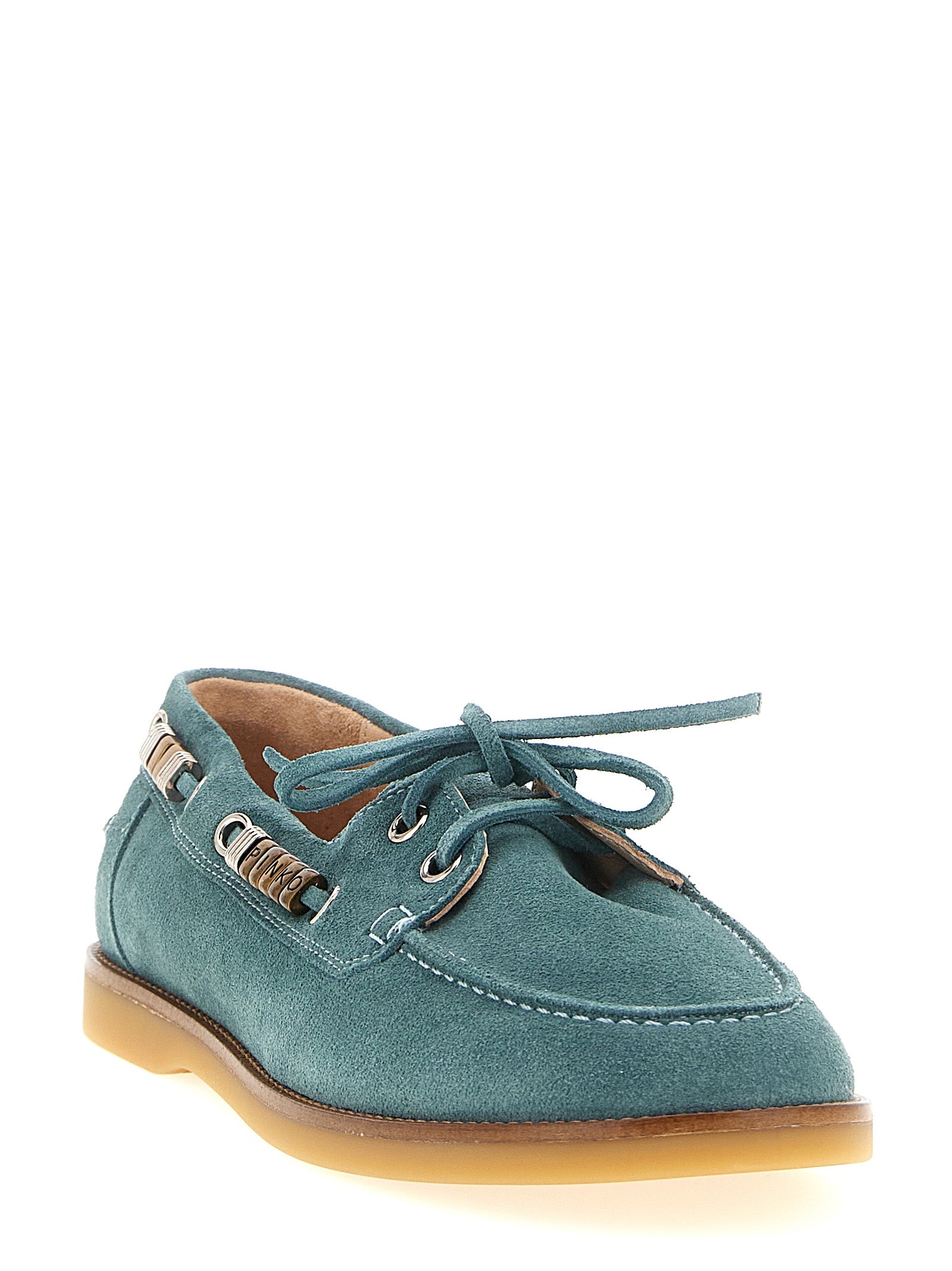 PINKO Blue Calfskin Moccassin