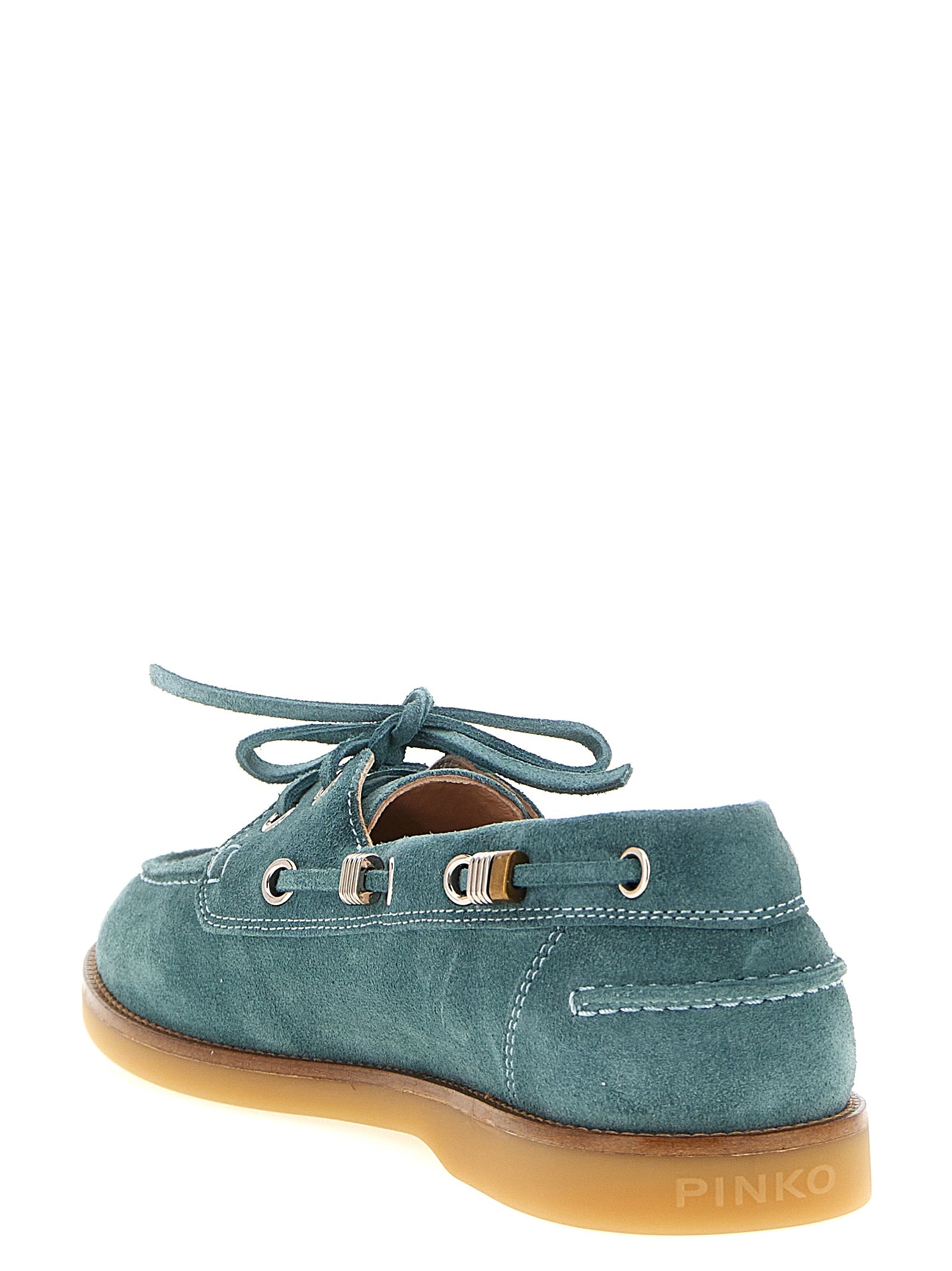 PINKO Blue Calfskin Moccassin