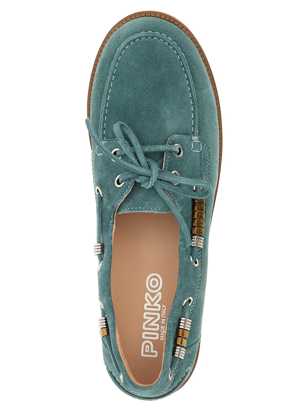 PINKO Blue Calfskin Moccassin