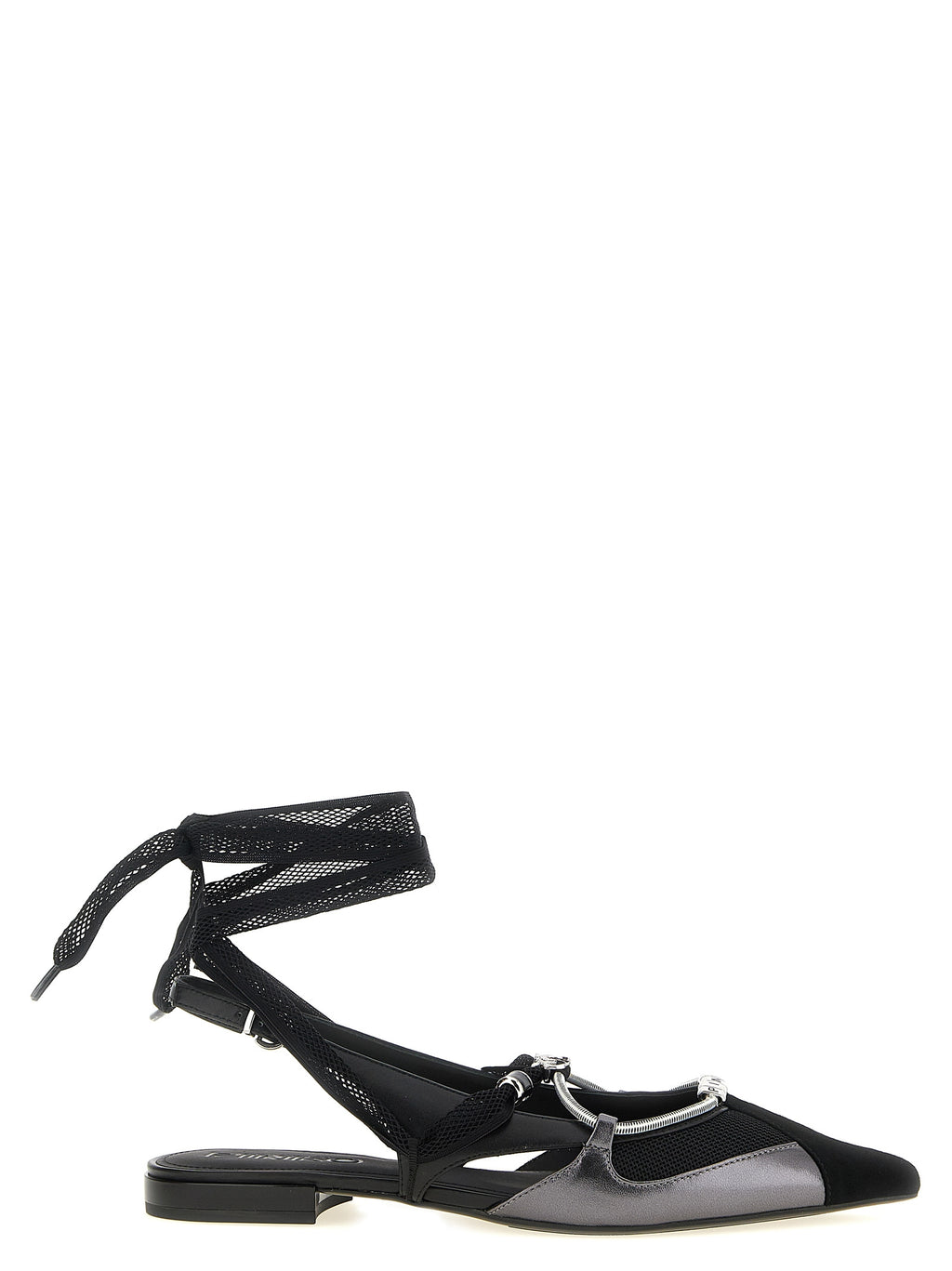 PINKO Black Leather Ballet Flats