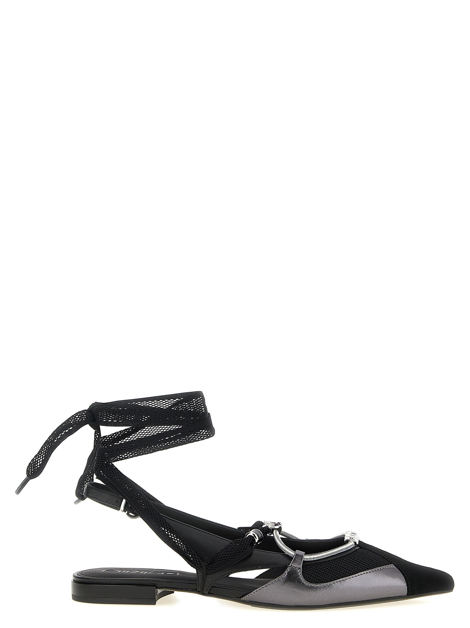 PINKO Black Leather Ballet Flats