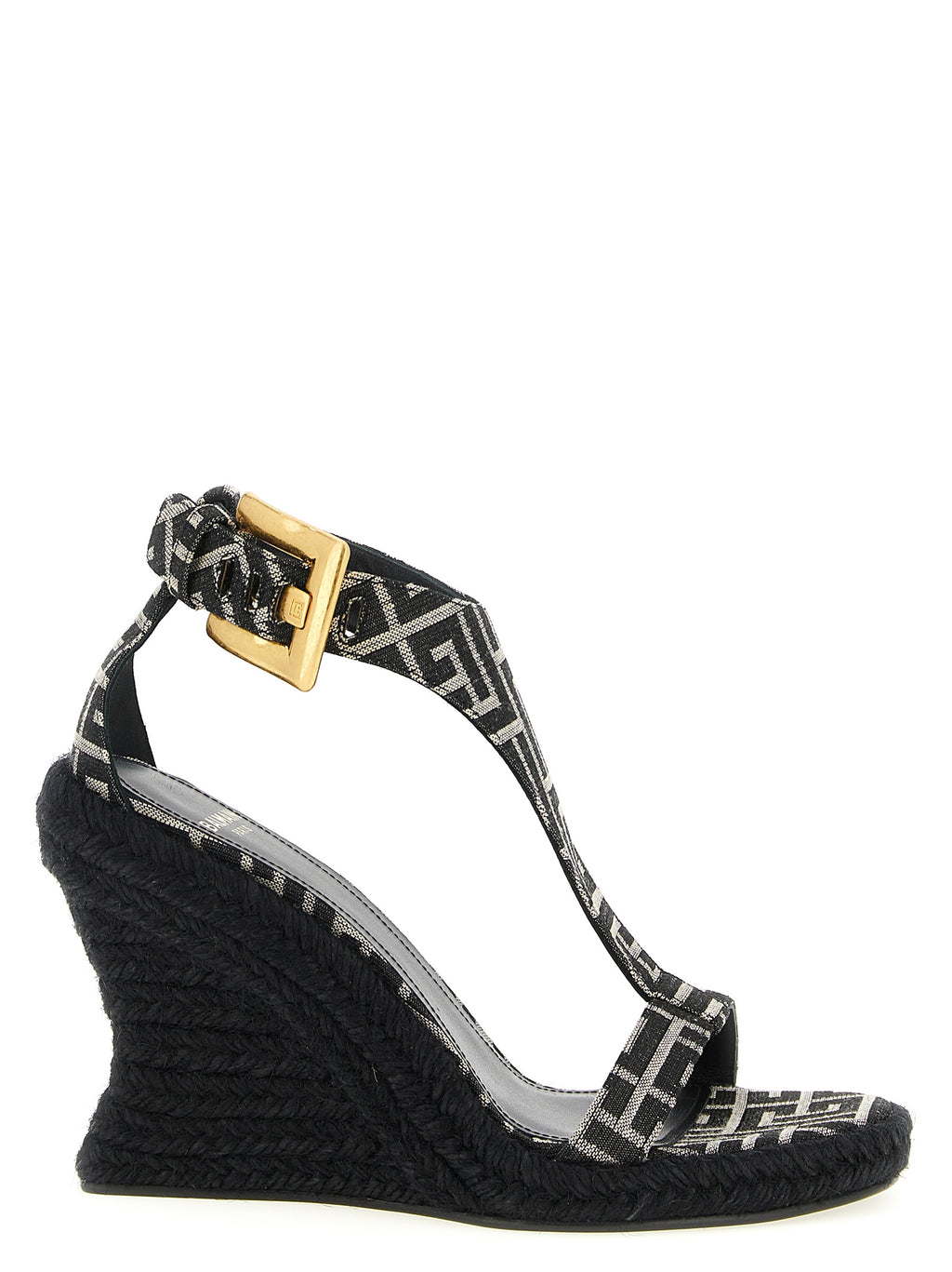 Balmain Black Polyester Wedge Sandals