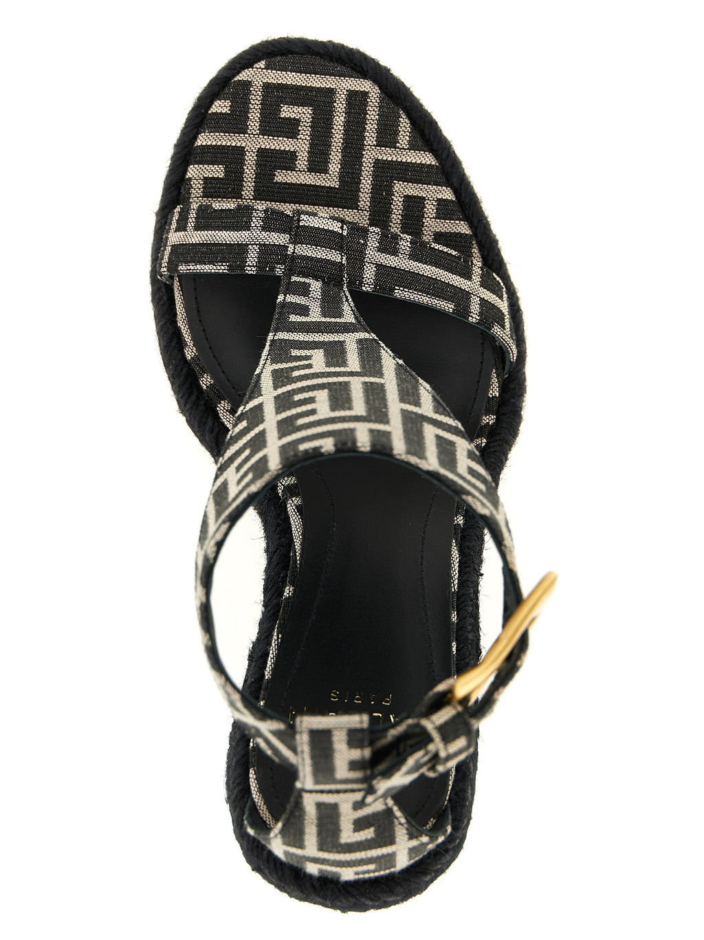 Balmain Black Polyester Wedge Sandals
