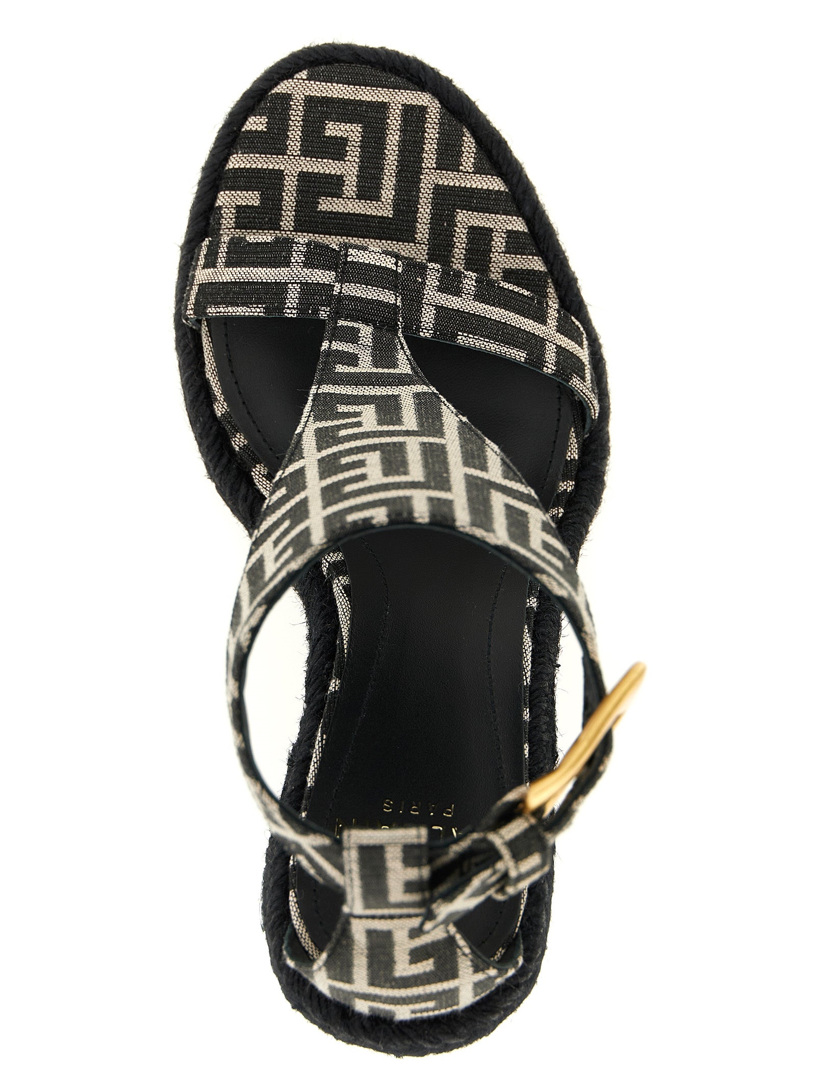 Balmain Black Polyester Wedge Sandals