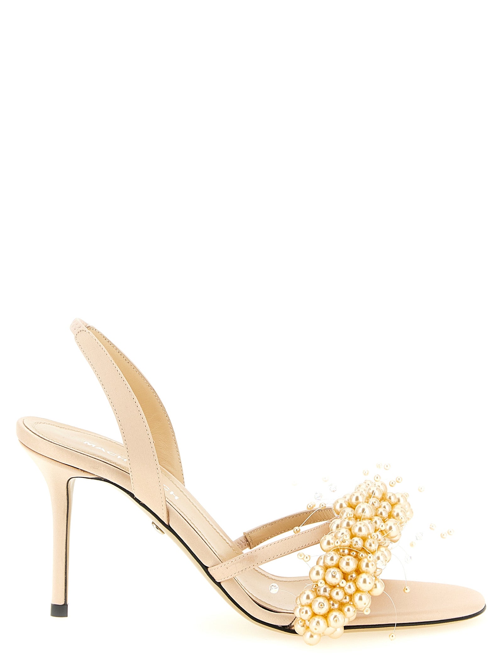 MACH & MACH Gold Satin Stiletto Heel Sandals
