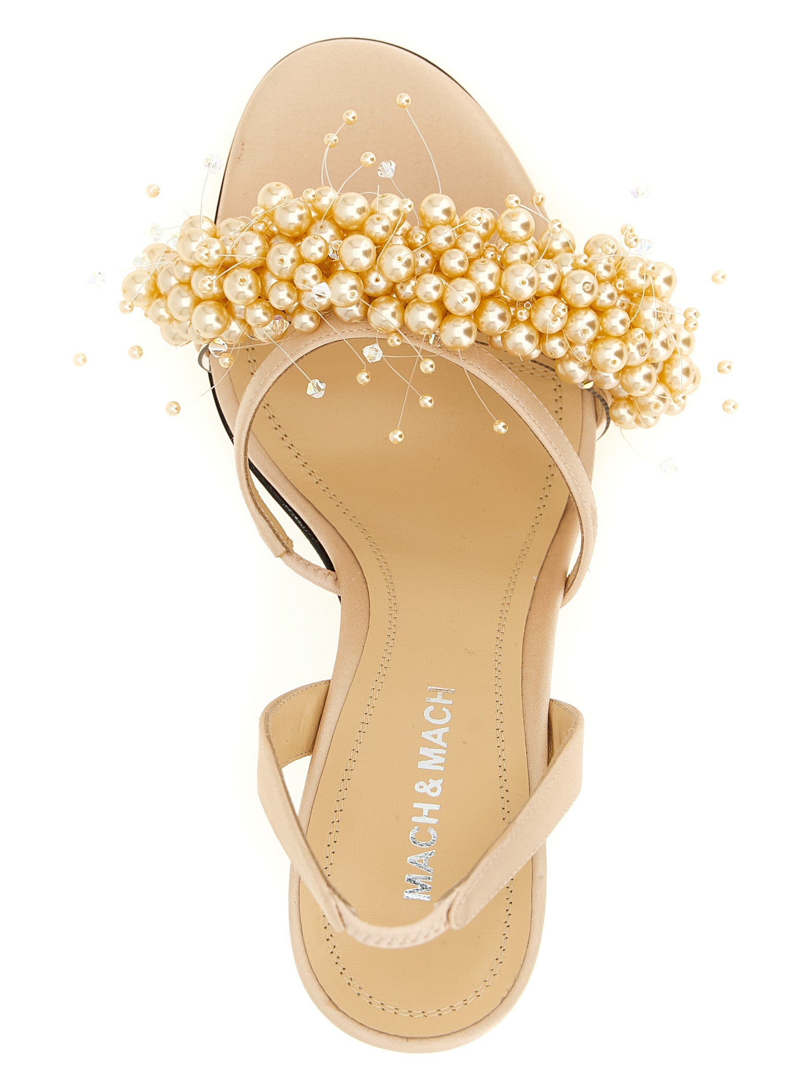 MACH & MACH Gold Satin Stiletto Heel Sandals