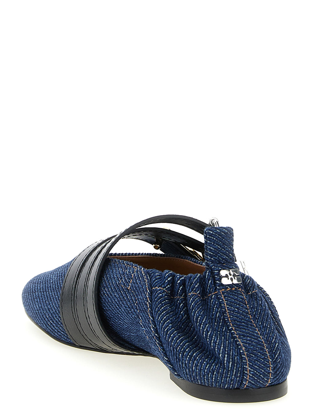 Ganni Blue Organic Cotton Ballet Flats