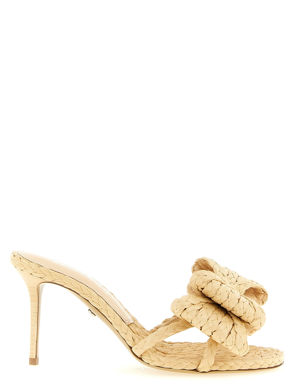 MACH & MACH Beige Raffia Stiletto Heel Sandals