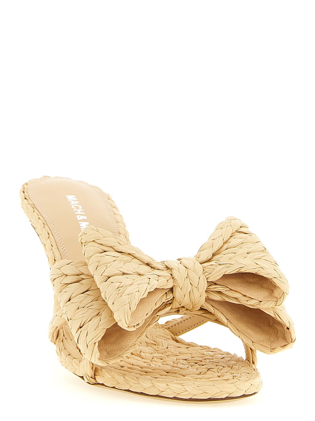 MACH & MACH Beige Raffia Stiletto Heel Sandals