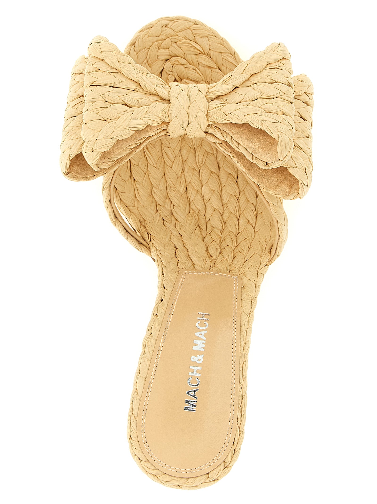 MACH & MACH Beige Raffia Stiletto Heel Sandals