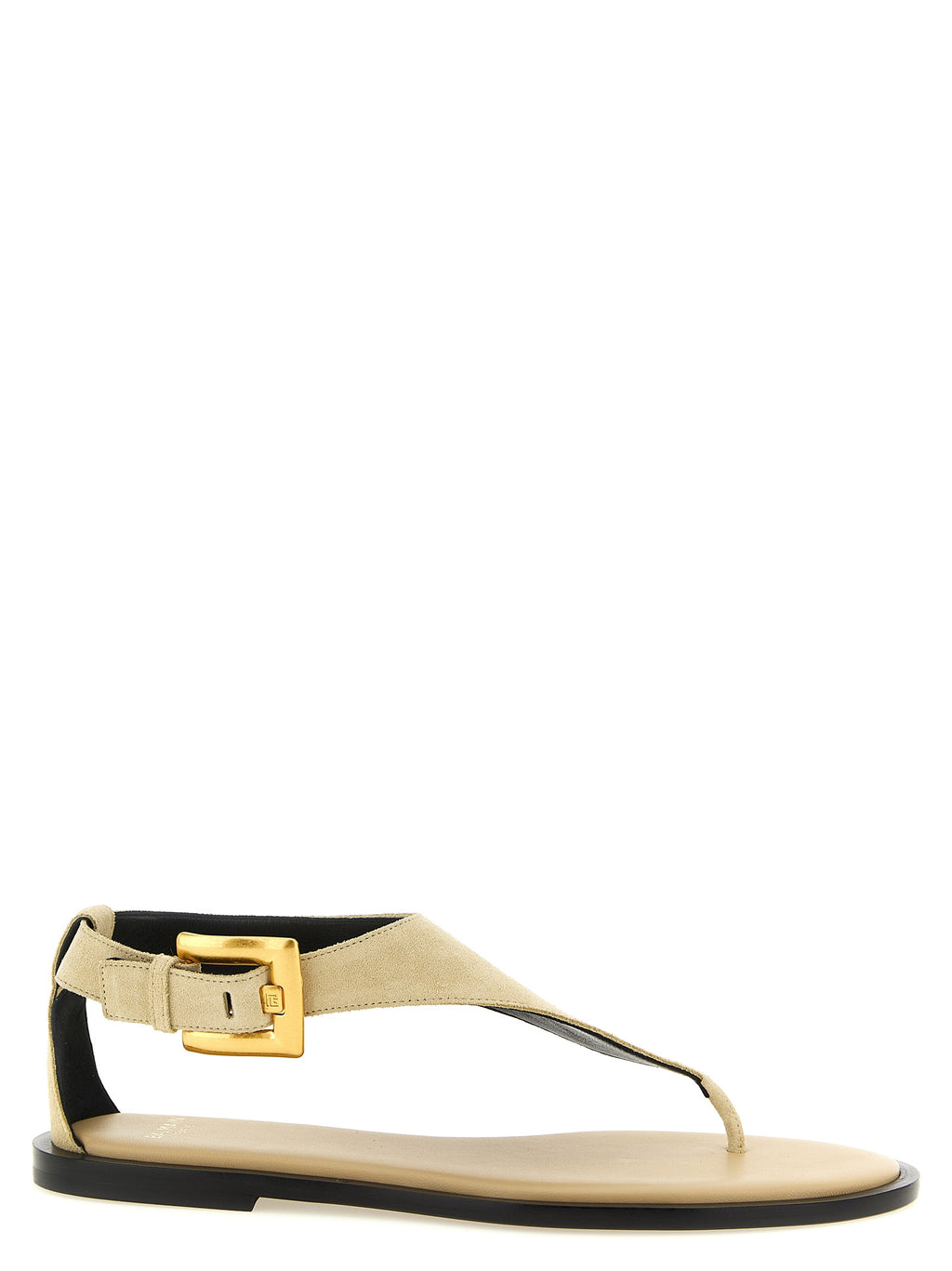 Balmain Beige Calfskin Flat Sandals