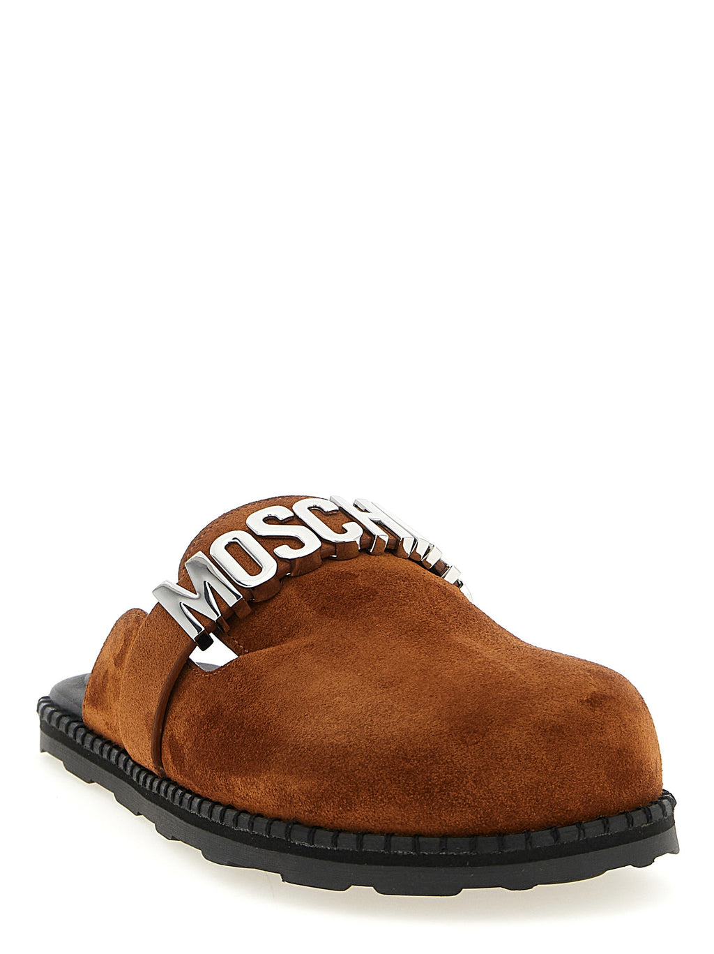 Moschino Brown Calfskin Clogs